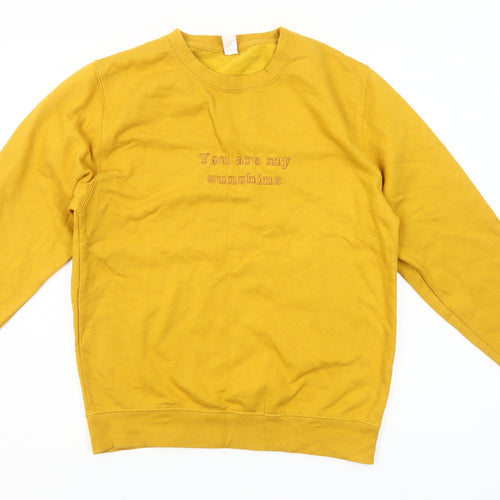 AWDis Womens Yellow Cotton Blend 'You Are My Sunshine' Sweatshirt Size S