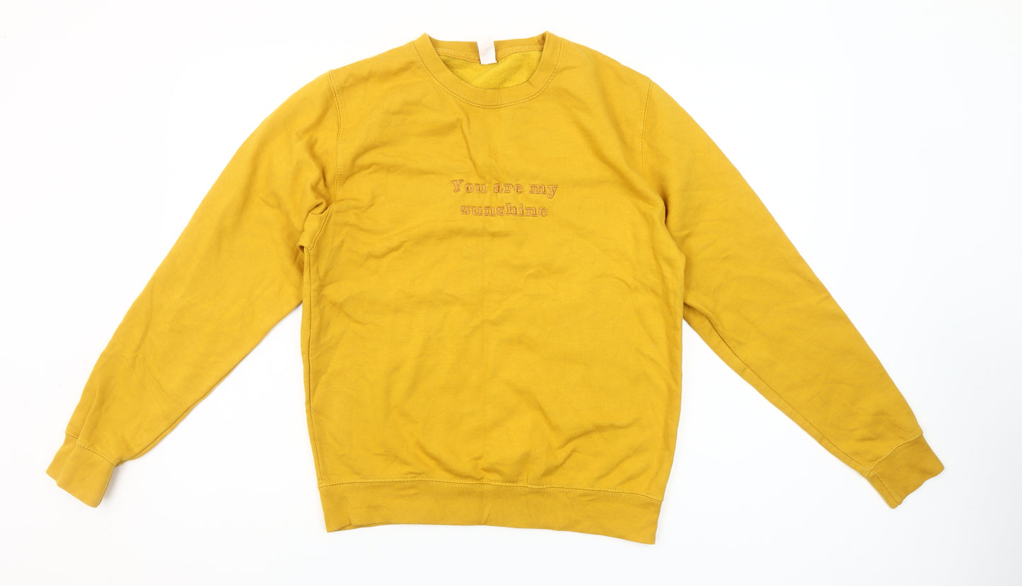 AWDis Womens Yellow Cotton Blend 'You Are My Sunshine' Sweatshirt Size S