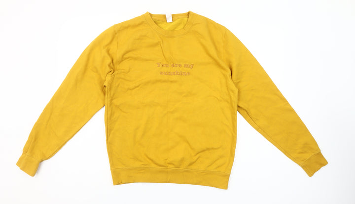 AWDis Womens Yellow Cotton Blend 'You Are My Sunshine' Sweatshirt Size S