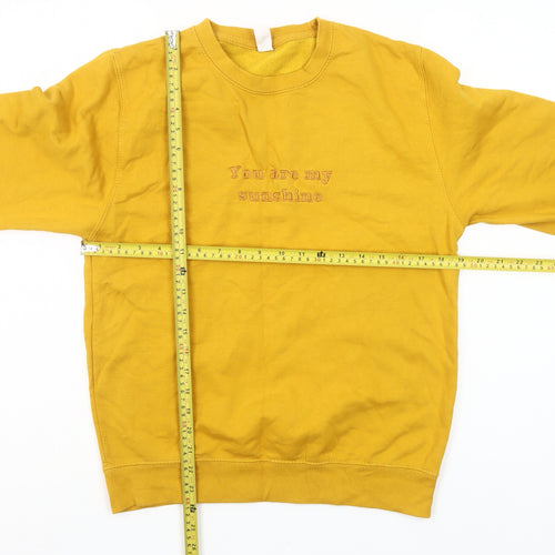 AWDis Womens Yellow Cotton Blend 'You Are My Sunshine' Sweatshirt Size S