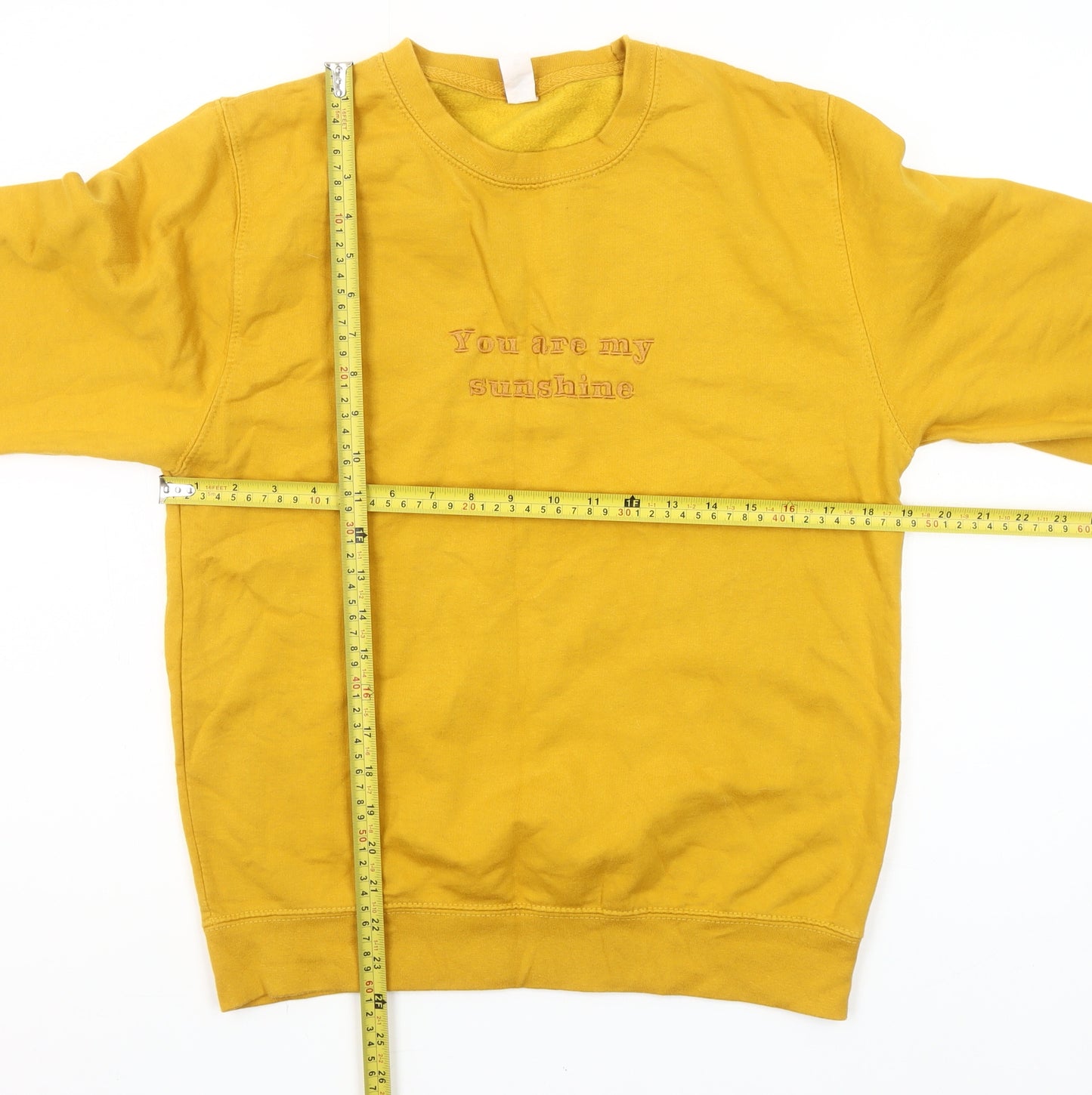 AWDis Womens Yellow Cotton Blend 'You Are My Sunshine' Sweatshirt Size S