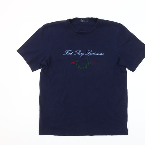 Fred Perry Men’s Blue Cotton Embroidered Sportswear T-Shirt M