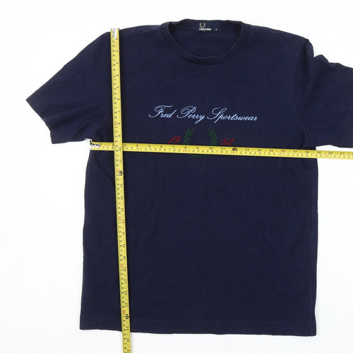 Fred Perry Men’s Blue Cotton Embroidered Sportswear T-Shirt M