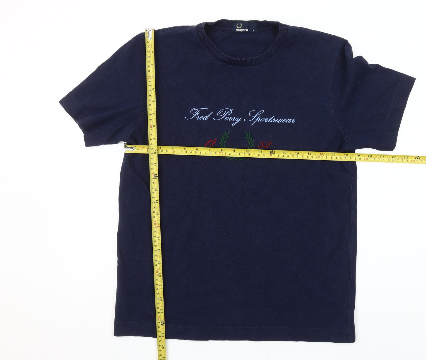 Fred Perry Men’s Blue Cotton Embroidered Sportswear T-Shirt M