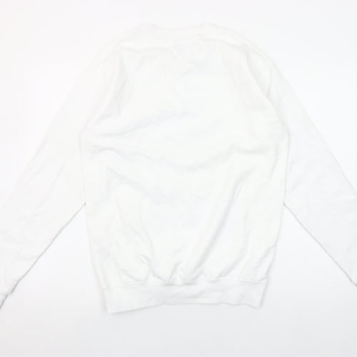 boohooMAN Men's White Botanical Graphic Print Pullover Sweatshirt XS