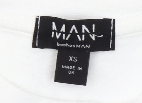 boohooMAN Men's White Botanical Graphic Print Pullover Sweatshirt XS