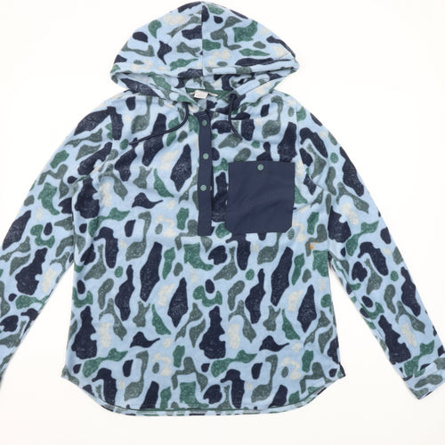 Ascend Women's Blue Camouflage Fleece Henley Hoodie Size L