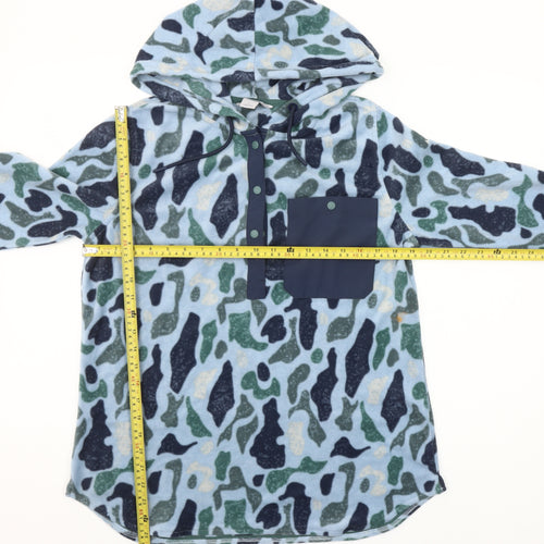Ascend Women's Blue Camouflage Fleece Henley Hoodie Size L