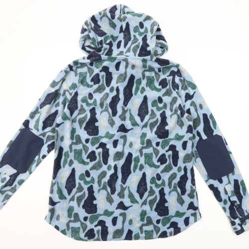 Ascend Women's Blue Camouflage Fleece Henley Hoodie Size L