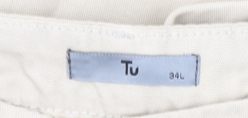 Tu Men's Beige Chino Trousers 34L Regular Fit Cotton Pants