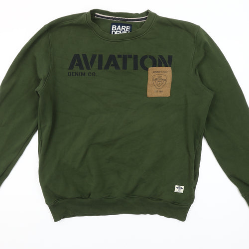 Bare Denim Men's Green Aviation Pullover Sweatshirt L