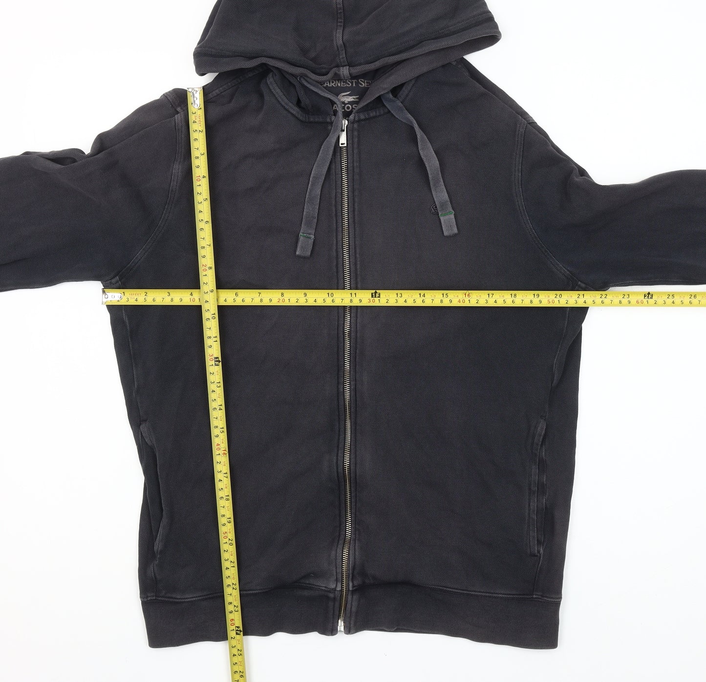Lacoste Men’s Black Full Zip Hoodie Size L Cotton Regular Fit