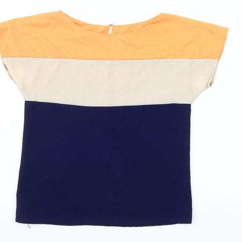 Swervë Women's Multicoloured Colourblock Cotton Blend T-Shirt S