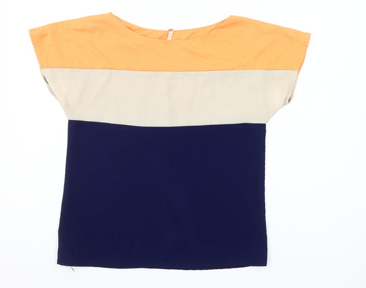 Swervë Women's Multicoloured Colourblock Cotton Blend T-Shirt S