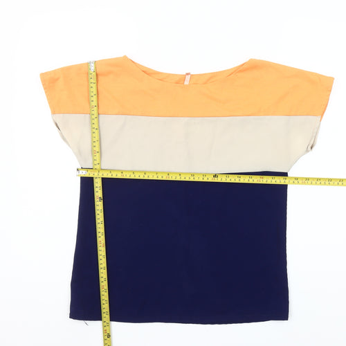 Swervë Women's Multicoloured Colourblock Cotton Blend T-Shirt S