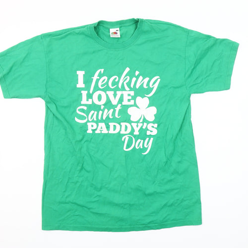 Fruit of the Loom Men's Green St Patrick's Day Graphic T-Shirt Medium