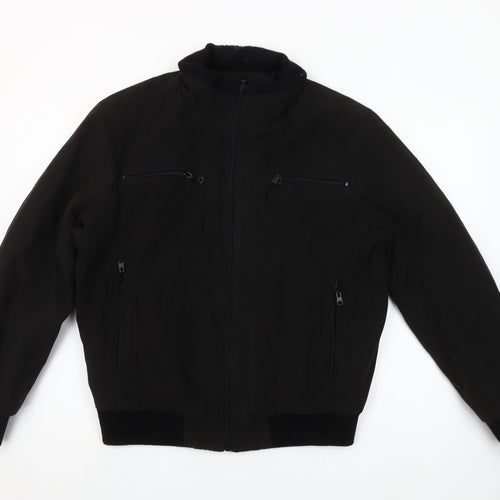 VANZEER Men's Black Bomber Jacket M Cotton Viscose Zip Casual