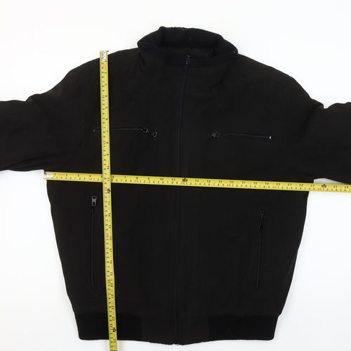 VANZEER Men's Black Bomber Jacket M Cotton Viscose Zip Casual