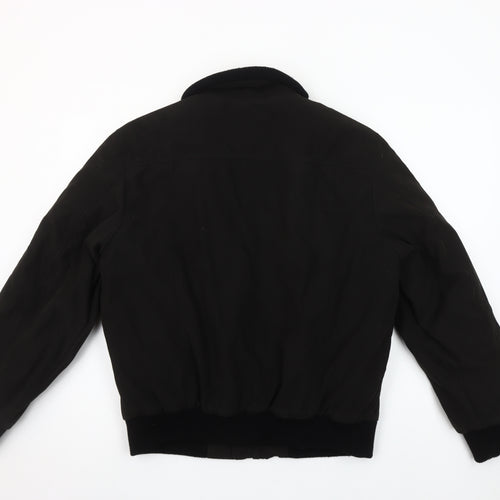 VANZEER Men's Black Bomber Jacket M Cotton Viscose Zip Casual