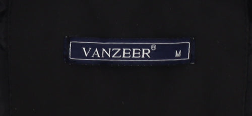 VANZEER Men's Black Bomber Jacket M Cotton Viscose Zip Casual
