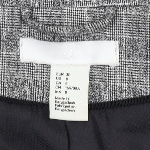 H&M Womens Grey Check Single-Breasted Blazer Size 10 Regular Fit