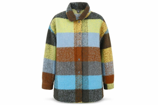 Front view of Primark Women’s Multicoloured Check Coatigan, size S, 10-12