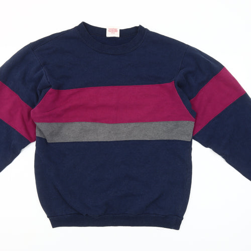 Hanes Womens Navy Colourblock Crew Neck Pullover Sweatshirt Medium
