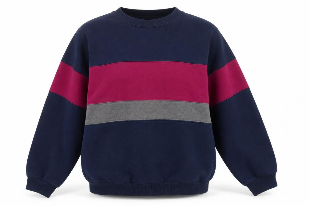 Front view of Hanes women’s navy colourblock crew neck pullover sweatshirt medium