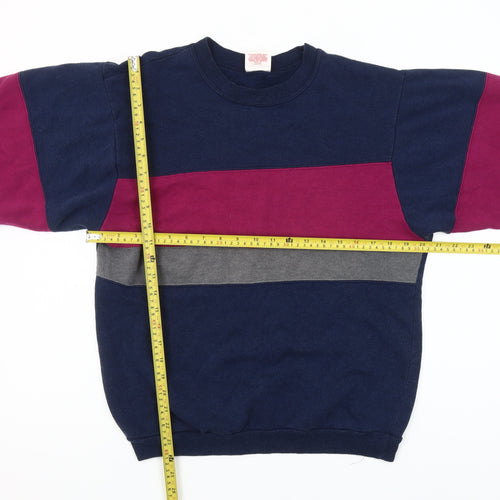 Hanes Womens Navy Colourblock Crew Neck Pullover Sweatshirt Medium