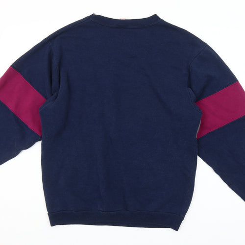 Hanes Womens Navy Colourblock Crew Neck Pullover Sweatshirt Medium