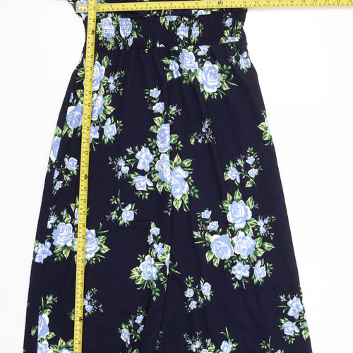 Dorothy Perkins Women Blue Floral Midi Wrap Dress Size 12