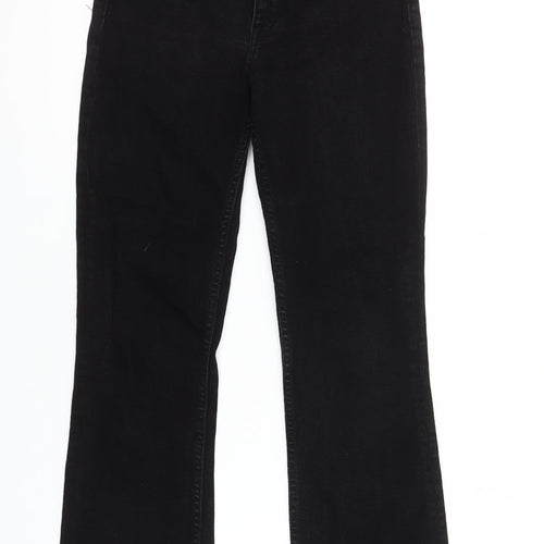 Zara Women Black Cropped Slim Jeans Size 8 High Rise Frayed Hem