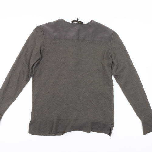 Gran Sasso Women Grey Wool Silk Henley Jumper Size 16