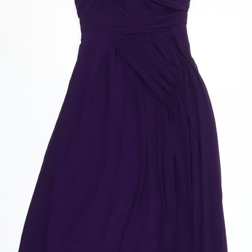 Max & Lola Milano Women Purple Beaded Chiffon Midi Dress Size 12