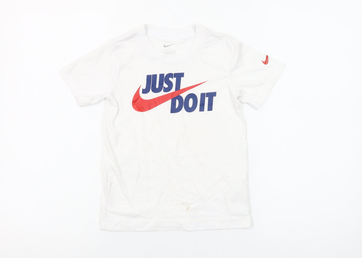 Nike Girls White Just Do It Graphic T-Shirt 5-6 Years Cotton Blend