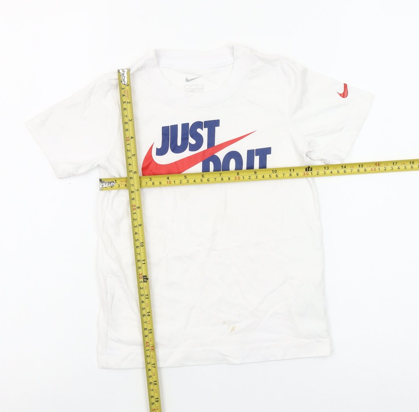 Nike Girls White Just Do It Graphic T-Shirt 5-6 Years Cotton Blend