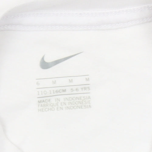 Nike Girls White Just Do It Graphic T-Shirt 5-6 Years Cotton Blend