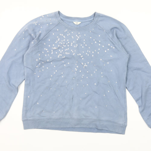 Hush Women Blue Cotton Sequin Sweatshirt M Relaxed Fit