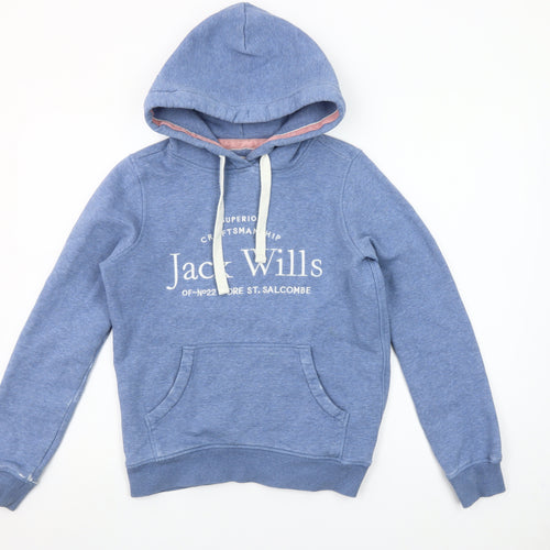 Jack Wills Womens Blue Pullover Hoodie UK 6 Cotton Blend Casual
