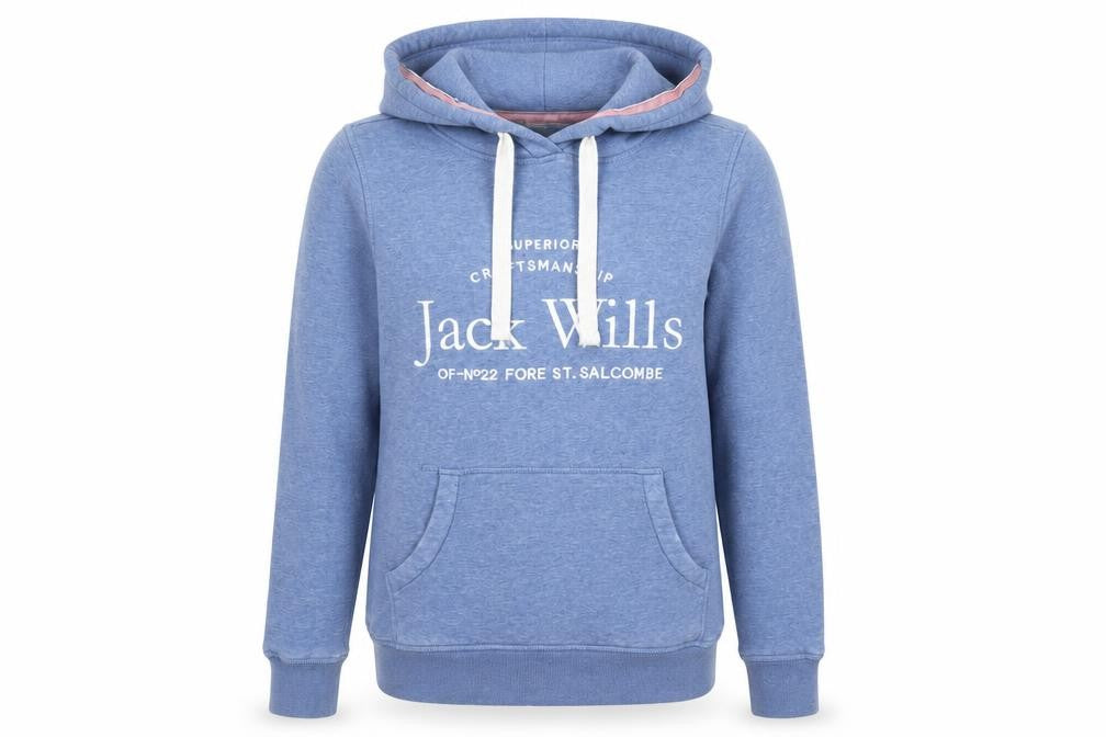 Jack Wills Womens Blue Pullover Hoodie UK 6 Cotton Blend Casual