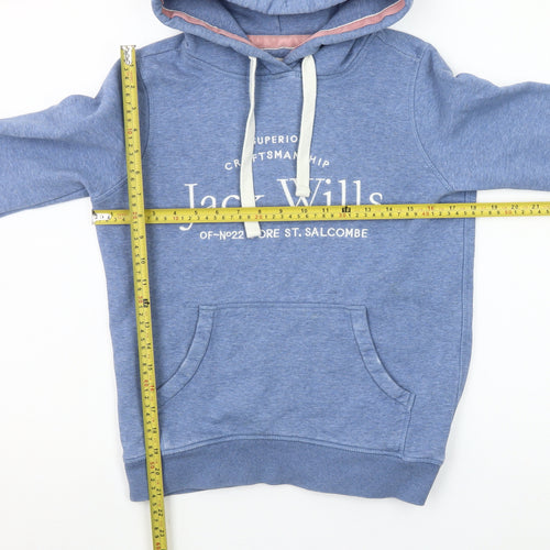 Jack Wills Womens Blue Pullover Hoodie UK 6 Cotton Blend Casual