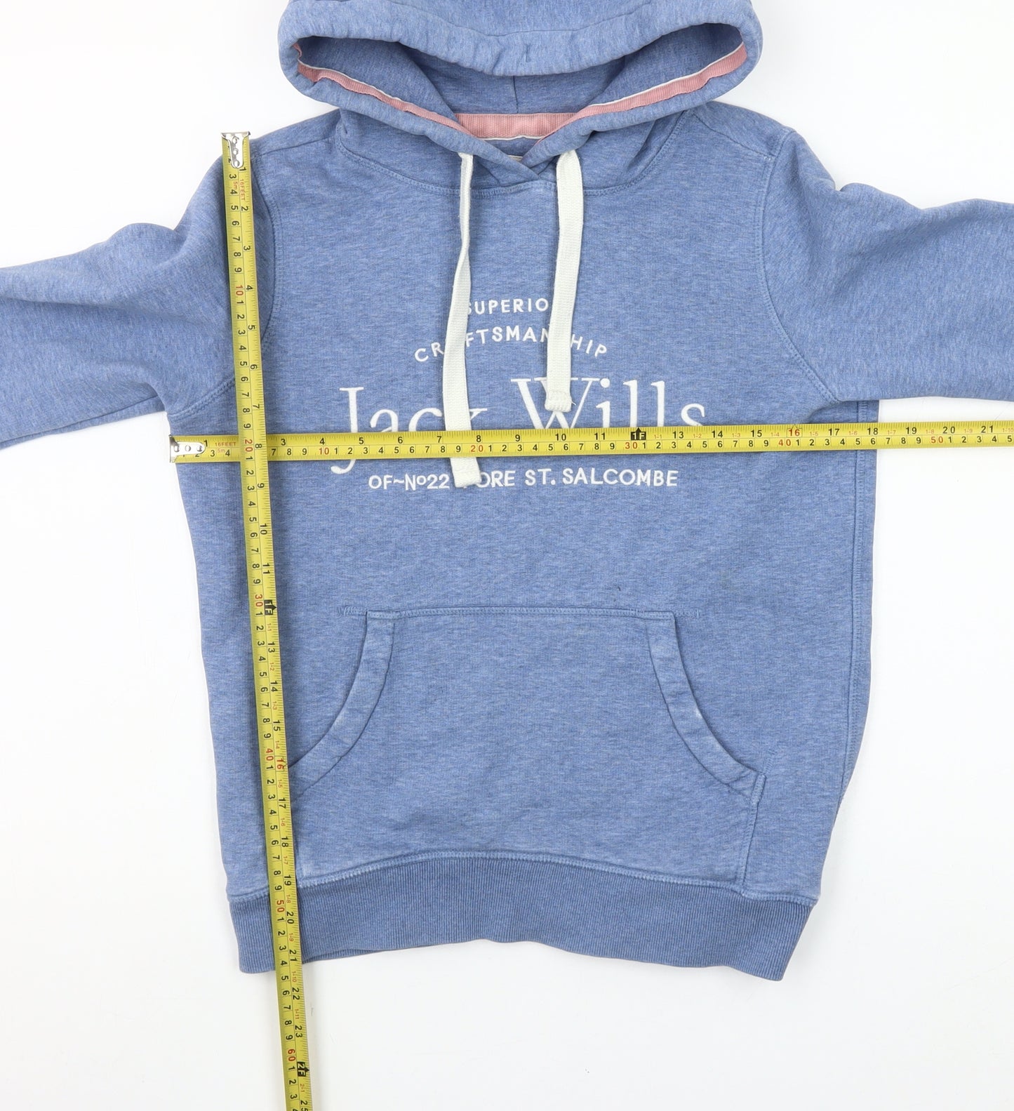 Jack Wills Womens Blue Pullover Hoodie UK 6 Cotton Blend Casual