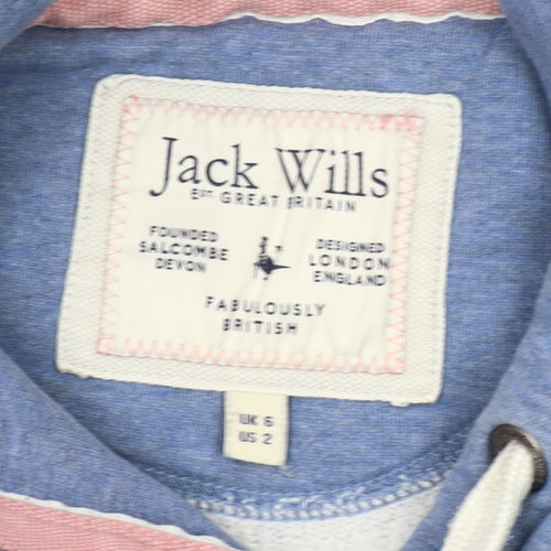Jack Wills Womens Blue Pullover Hoodie UK 6 Cotton Blend Casual