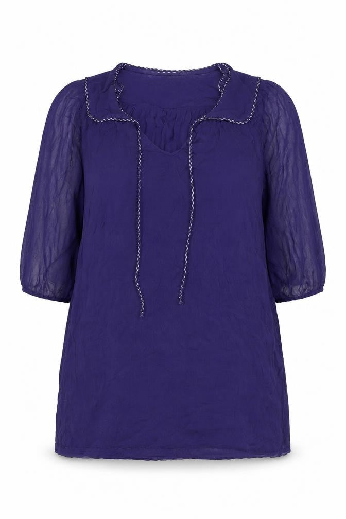 Front view of French Connection Women’s Purple Viscose Tunic Blouse, size UK 16