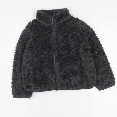 Uniqlo Boys Grey Fleece Full Zip Jacket 6-7 Years Winter Soft Shell