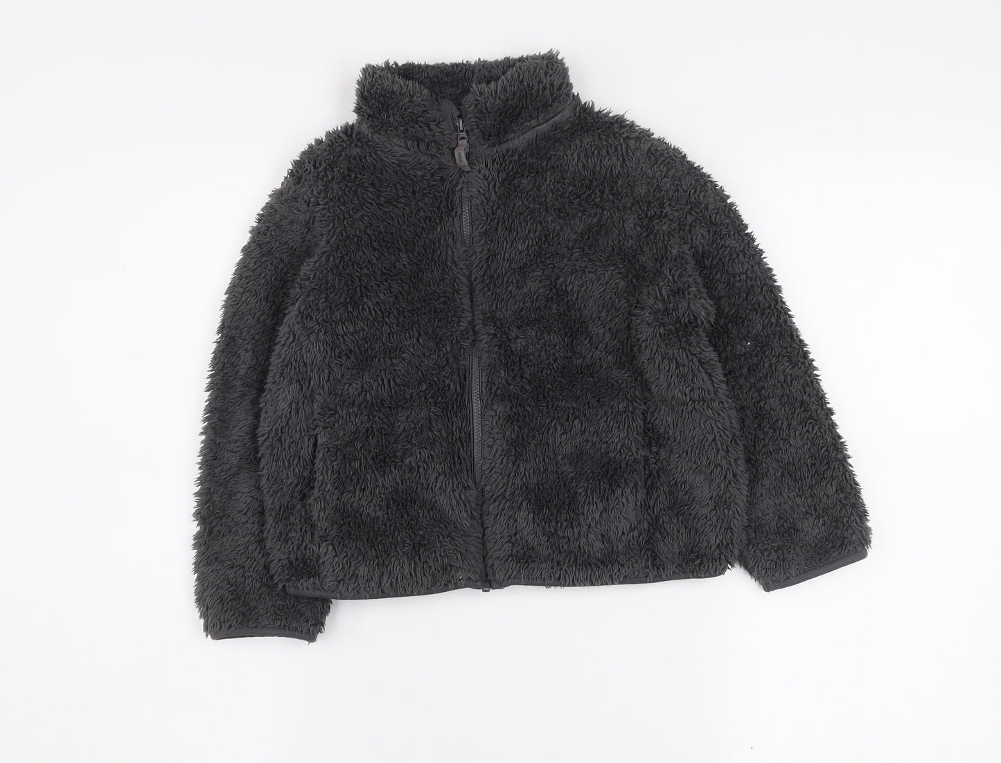 Uniqlo Boys Grey Fleece Full Zip Jacket 6-7 Years Winter Soft Shell