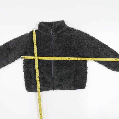 Uniqlo Boys Grey Fleece Full Zip Jacket 6-7 Years Winter Soft Shell