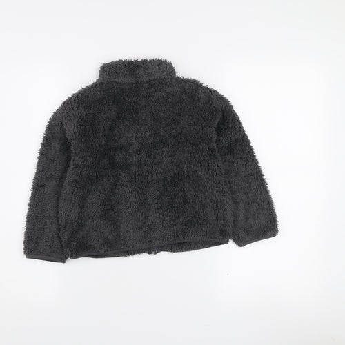 Uniqlo Boys Grey Fleece Full Zip Jacket 6-7 Years Winter Soft Shell