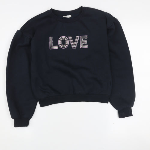I Love Girlswear Navy LOVE Jumper Girls Age 12 Cotton Blend Crew Neck