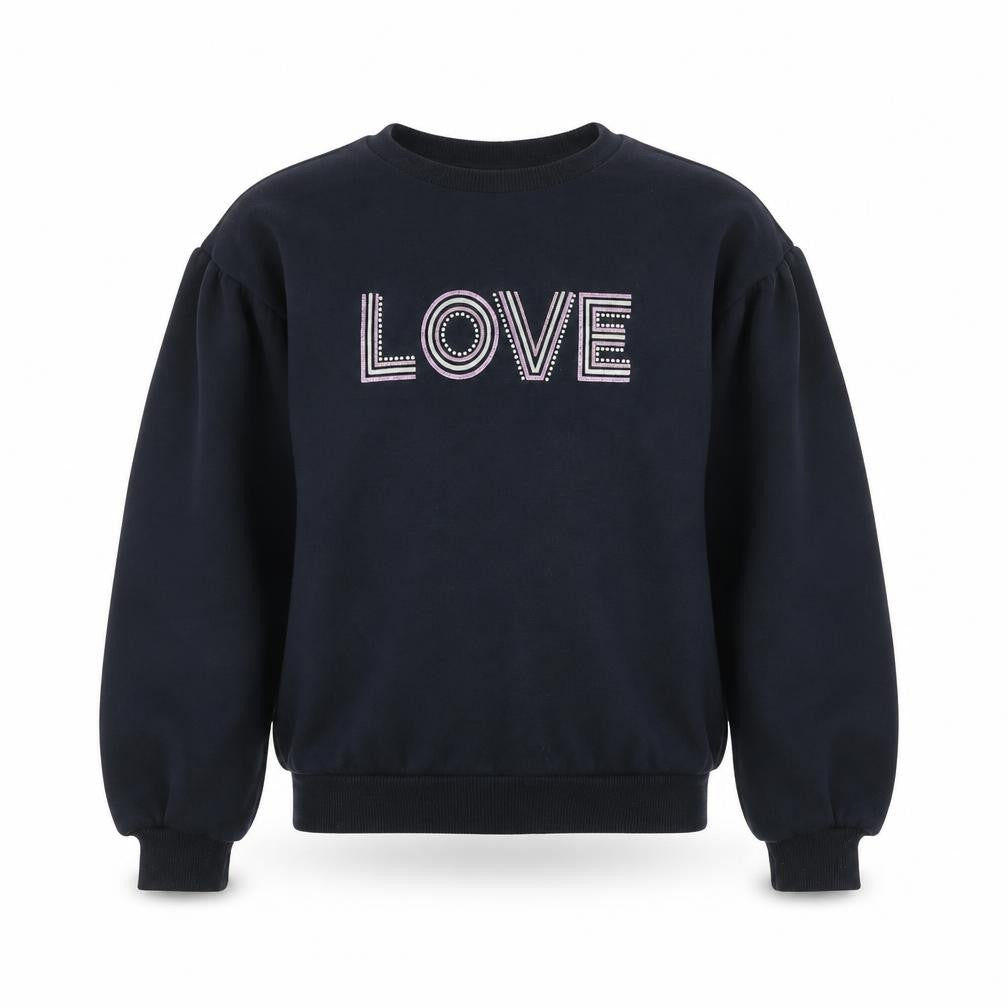 I Love Girlswear Navy LOVE Jumper Girls Age 12 Cotton Blend Crew Neck